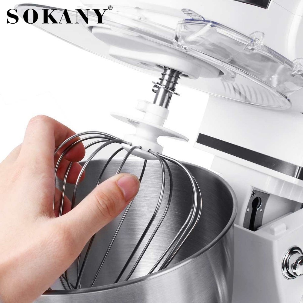 Máy đánh trứng trộn bột, nhào bột để bàn SOKANY SC-206, công suất lớn 1000W,  cối inox 5L trộn bột, nhào bột tự động - HÀNG CHÍNH HÃNG - DELIYA