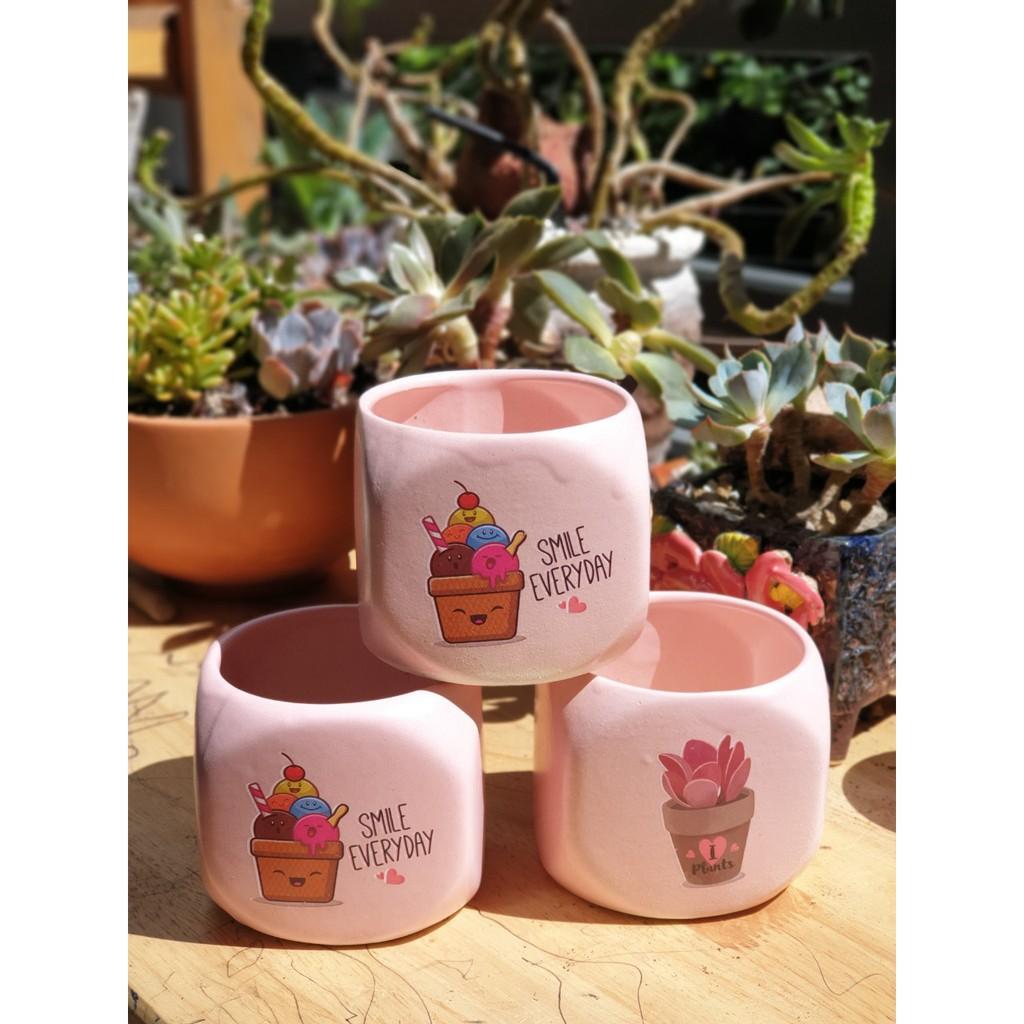 Chậu sứ vuông vạt góc trồng cây sen đá, xương rồng, tiểu cảnh nhỏ hoặc trang trí decor nhà cửa