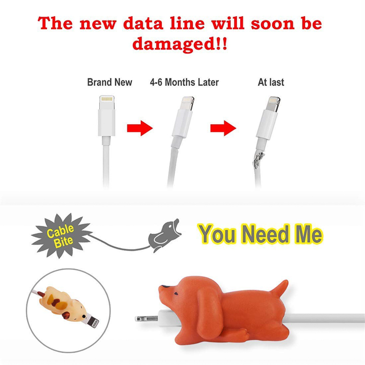 Nút gắn bảo vệ dây cáp sạc thú căn cáp cable bite nút gắn bảo vệ dây cáp sạc hình động vật hoạt hình mới