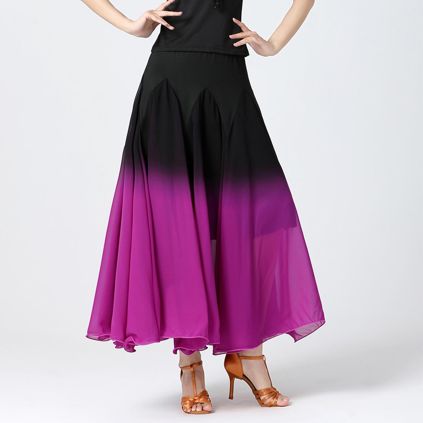 Womens Ballroom Dance Skirt Long Swing Skirt Dance Practice Elegant Party Dress Fashion