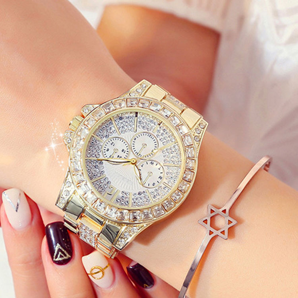 Đồng hồ nữ phong cách thạch anh Rhinestone,Bề mặt nhẵn bóng, không dễ trầy xước.thiết kế sang trọng