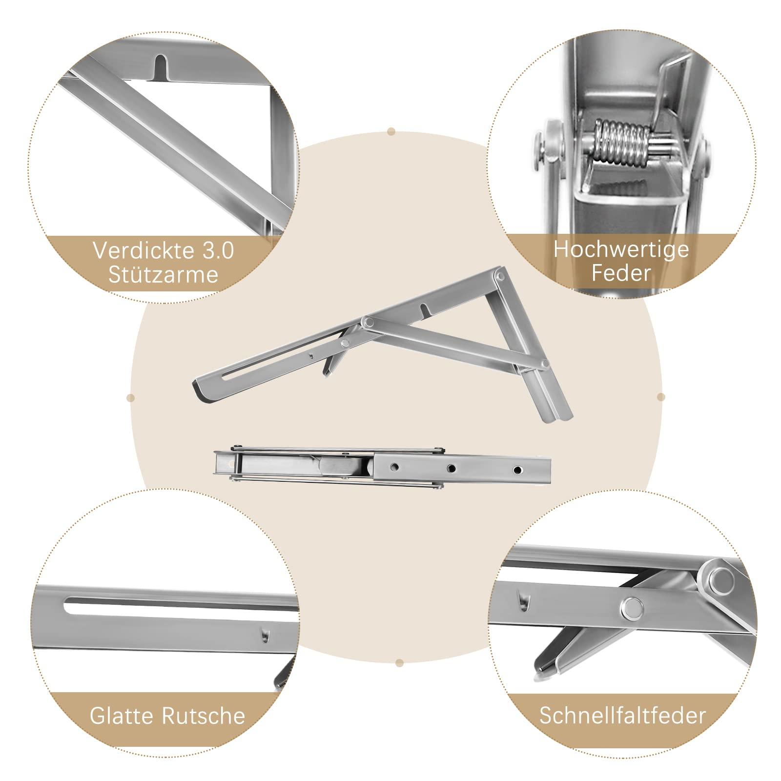 Bảng điều khiển gấp 200mm, 2 mảnh bảng điều khiển gấp tải nặng, tường gấp thép không gỉ, giá đỡ gấp kệ hàng của giá đỡ cho băng ghế và kệ