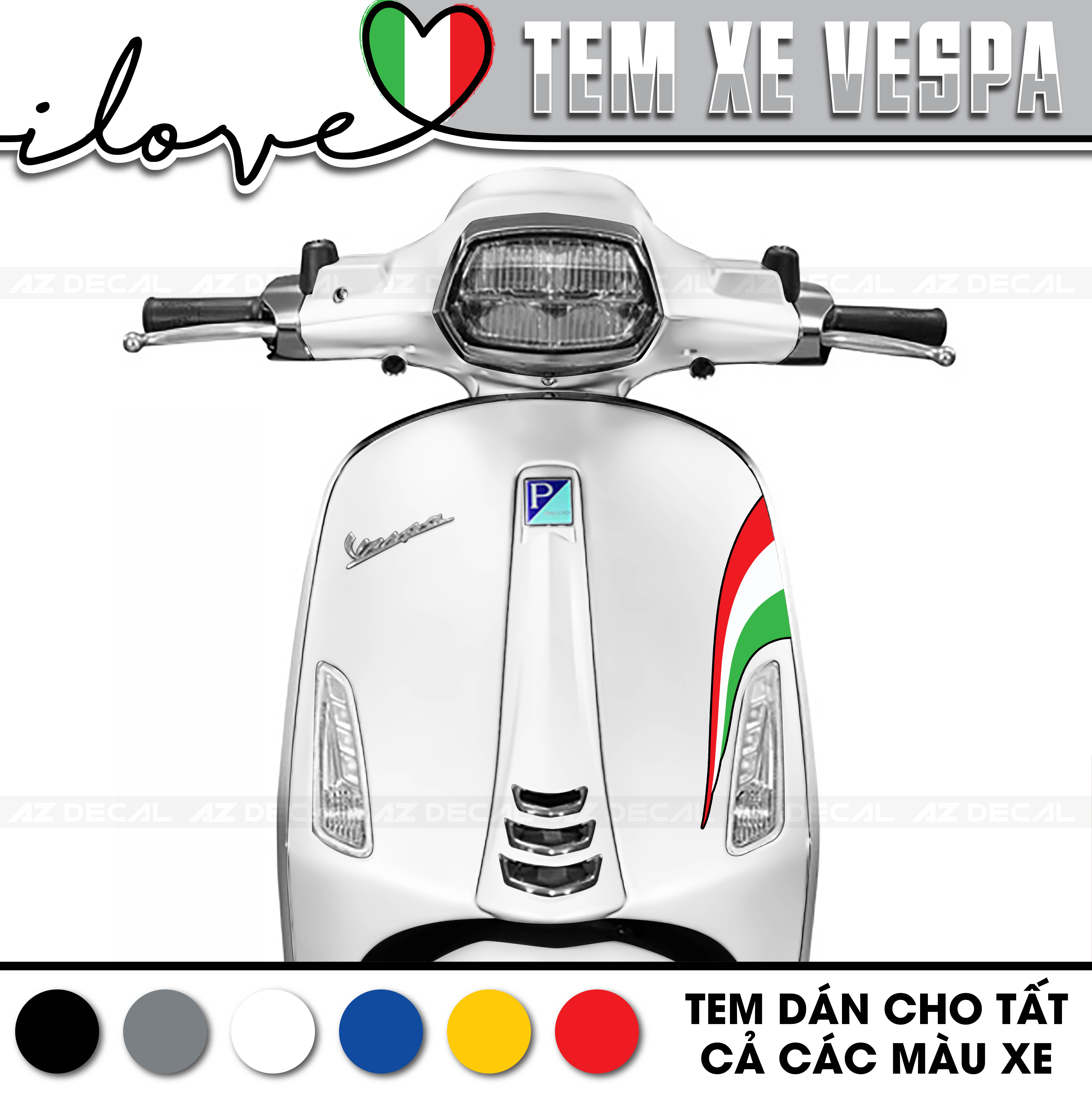 Tem Rời Xe Vespa Sprint / Primavera / GTS / LX  Phong Cách Italy Mẫu VP01 | Decal Trang Trí, Cắt Khuôn Sẵn Dễ Dán