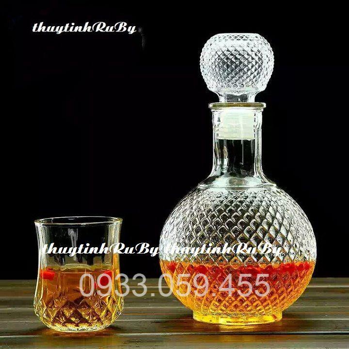 Bộ Bình Rượu Thủy Tinh Kim cương Bầu dục Bình Chai Ngâm Rượu Nhân Sâm