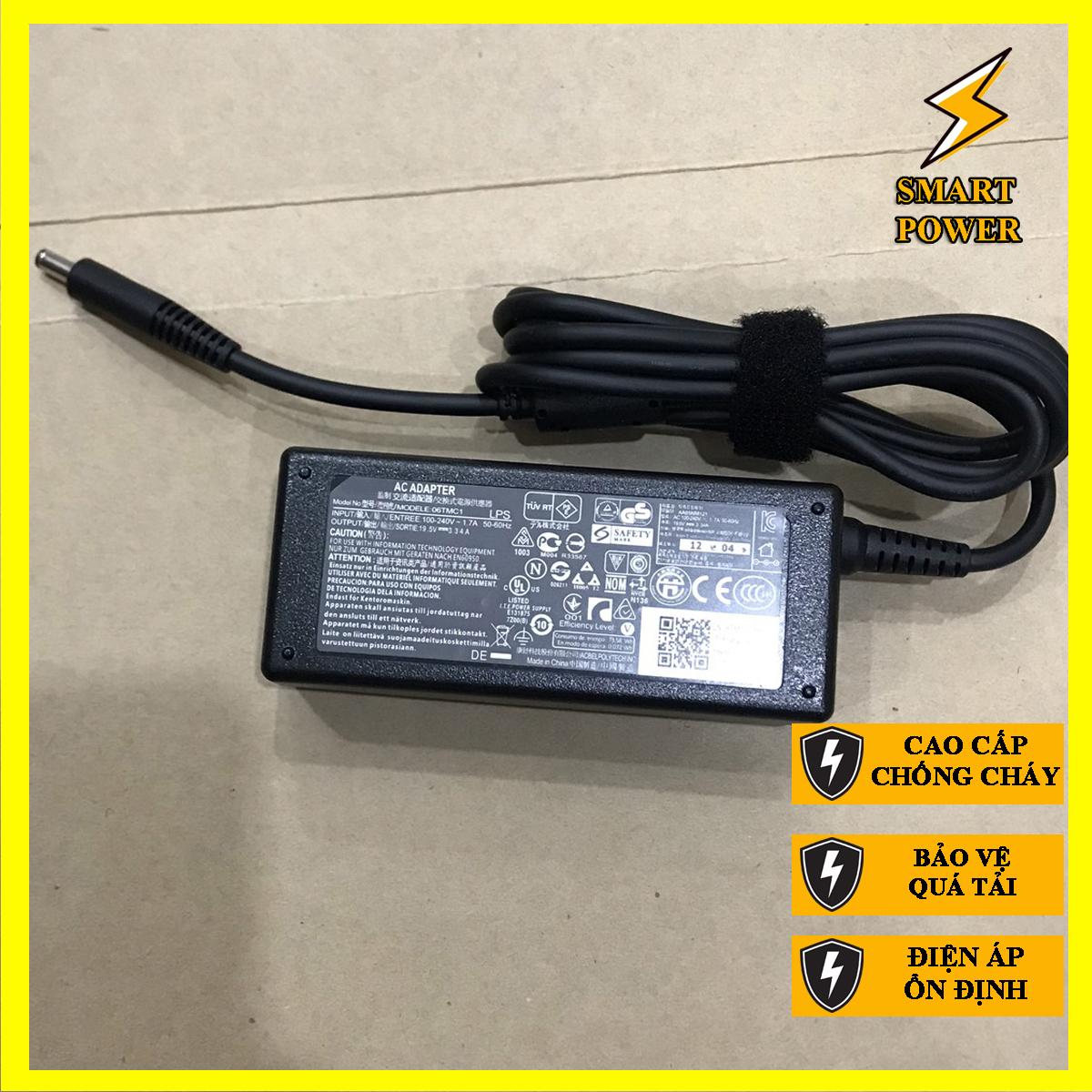 Sạc dành cho laptop Dell 19.5V - 3.34A - 65W chân kim nhỏ Ovan - Sạc Zin - Hàng Chính Hãng