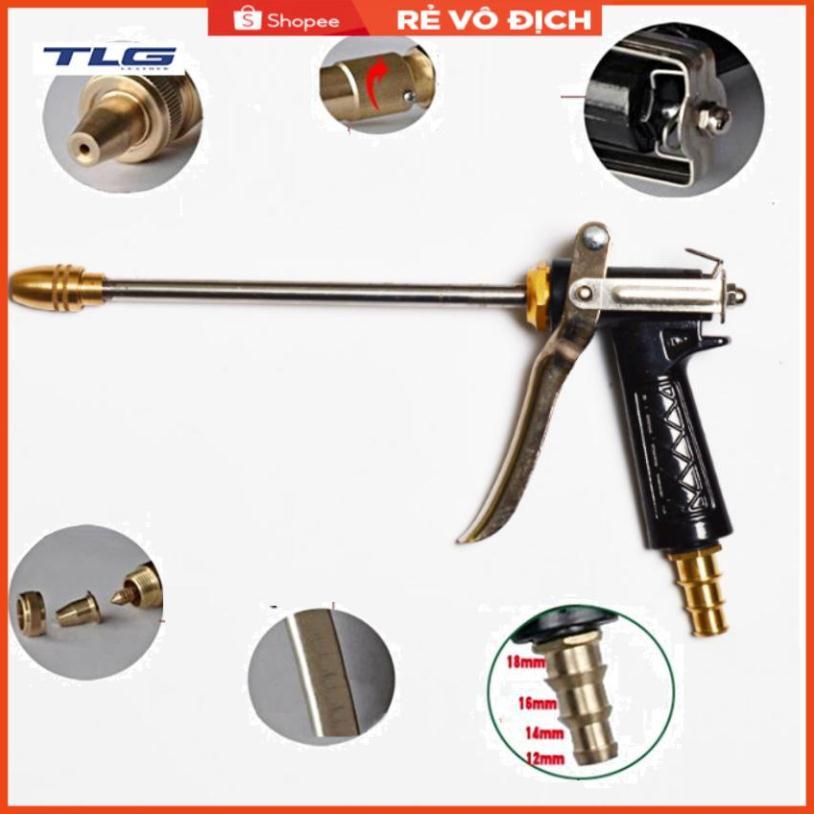 Bộ dây vòi xịt nước rửa xe, tưới cây đa năng, tăng áp 3 lần, loại 7m, 10m 206318 đầu đồng,cút đồng