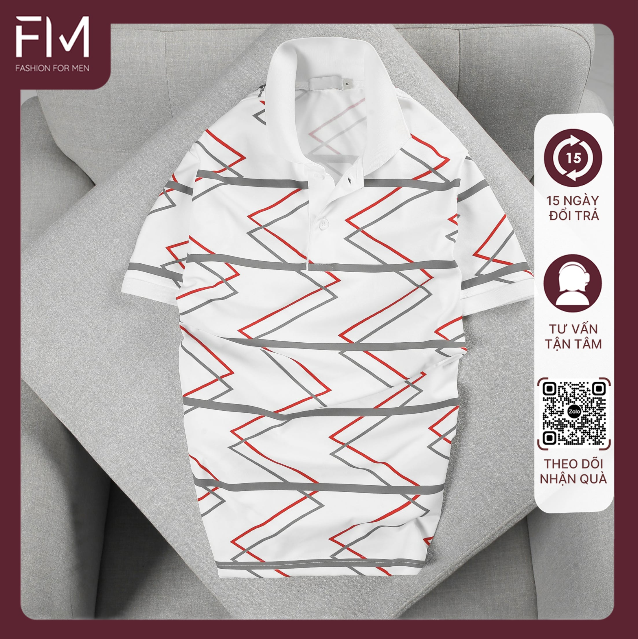 Áo polo thời trang nam, thiết kế đường kẻ độc lạ, chất vải mềm mịn - FORMEN SHOP - FMPS185