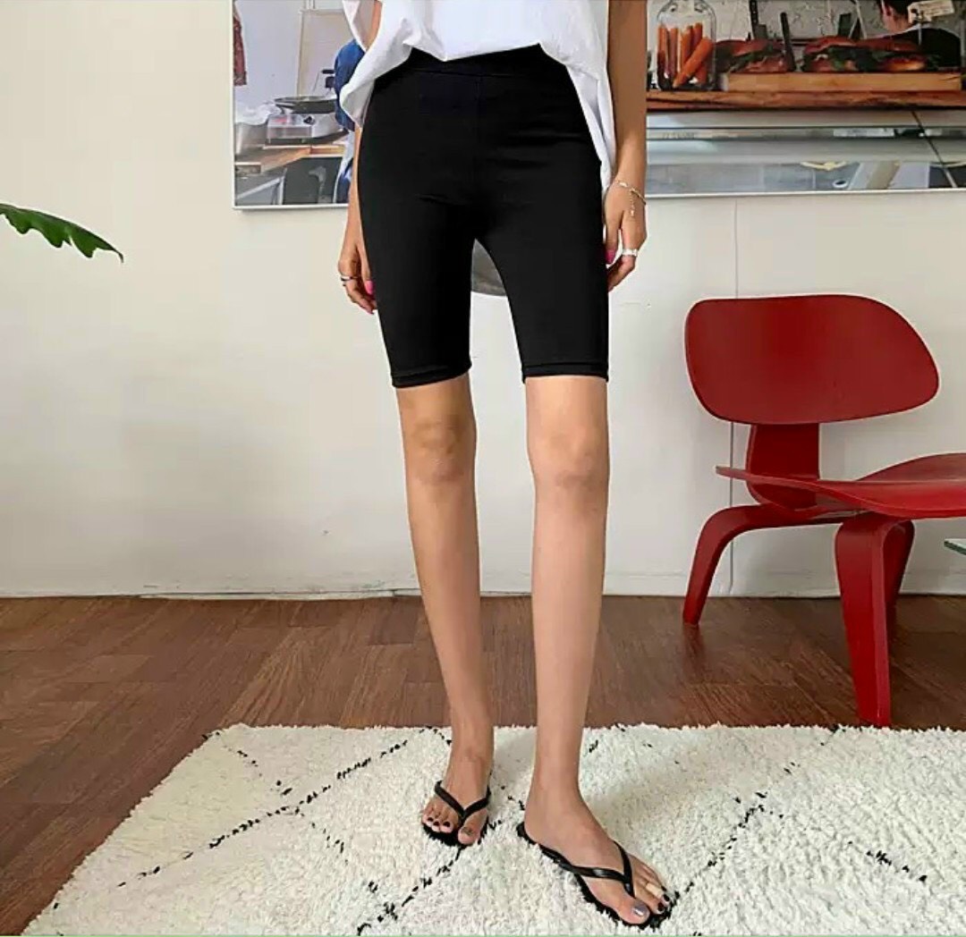 Quần legging lửng vải cotton cao cấp - quần biker nữ đùi ngố đồ ôm bụng nâng mông siêu co giãn 4 chiều