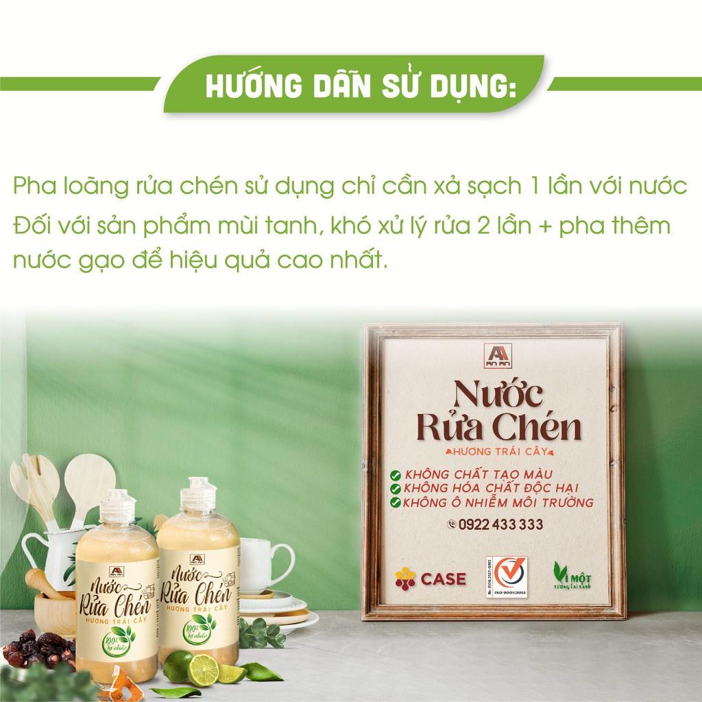 Nước rửa chén hữu cơ bồ hòn, Rửa Bát An An 500ml, không chất tẩy rửa an toàn mọi da tay