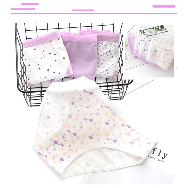 Quần Lót Nữ Cotton Kháng Khuẩn LONDON LEST Thời Trang Ngang Eo Q046 . Hàng Loại Đẹp. - Hoa dây tím - M