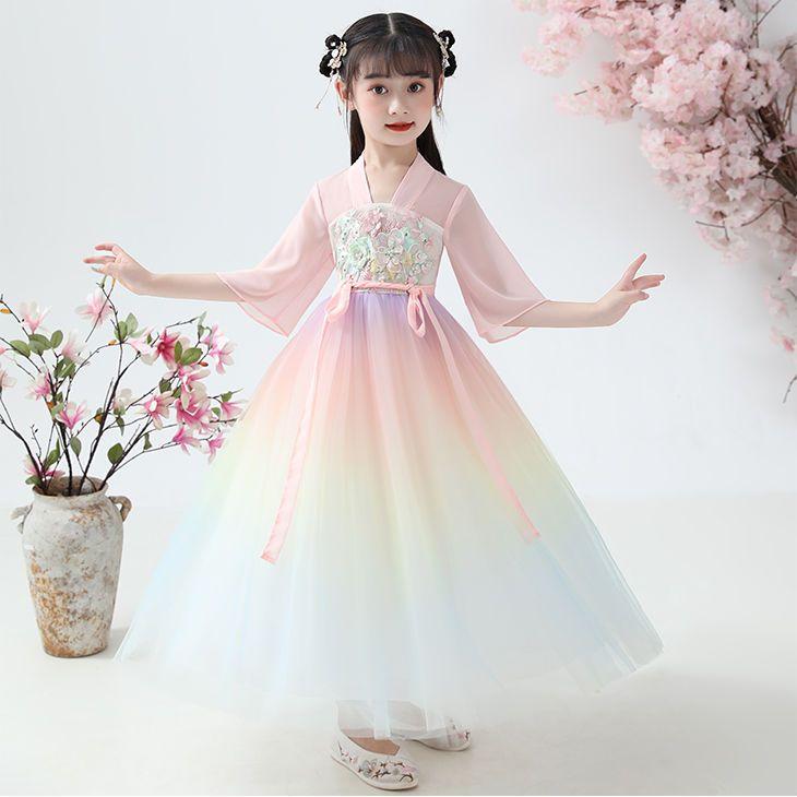 DONGSHOP Cô gái Hán phục nữ nhi cổ trang váy nàng tiên váy váy công chúa váy Trung Quốc phong cách siêu tiên mùa hè váy mùa hè