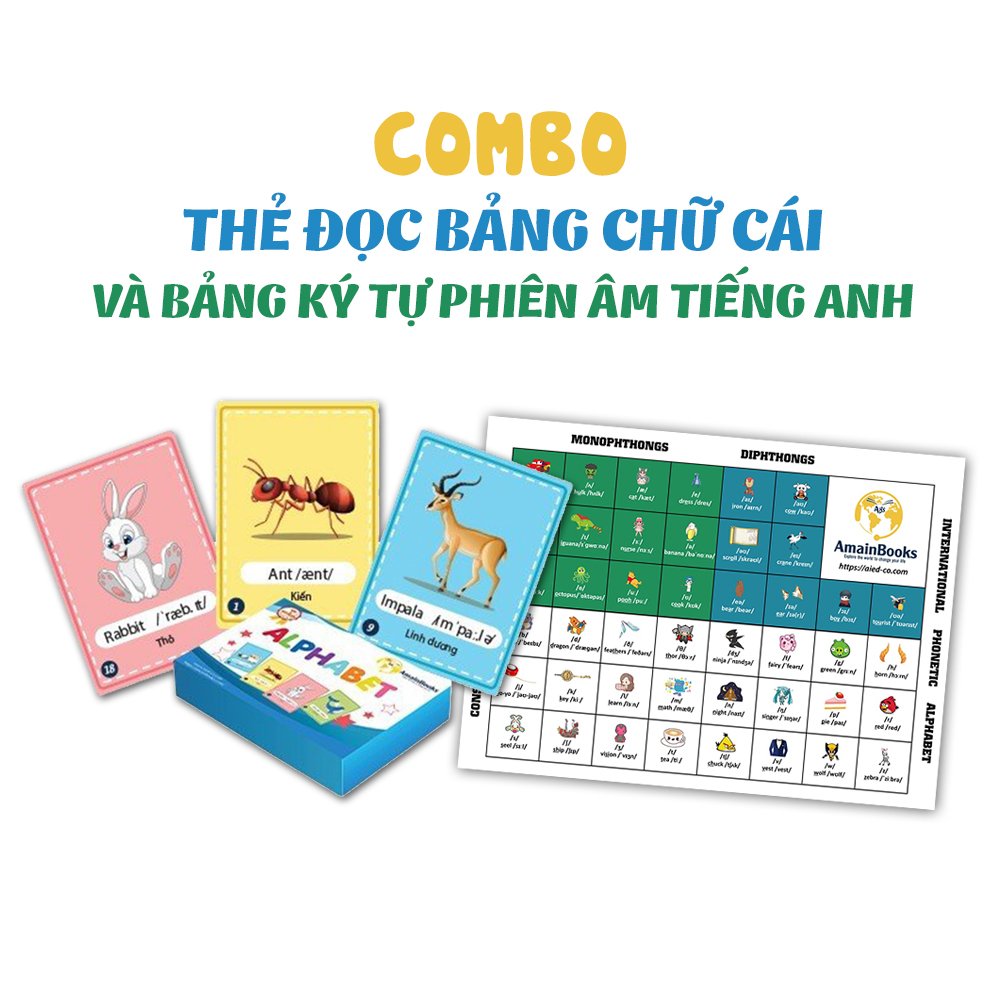Bộ thẻ Flashcard 26 chữ cái tiếng Anh Alphabet &amp; bảng phiên âm tiếng Anh IPA2