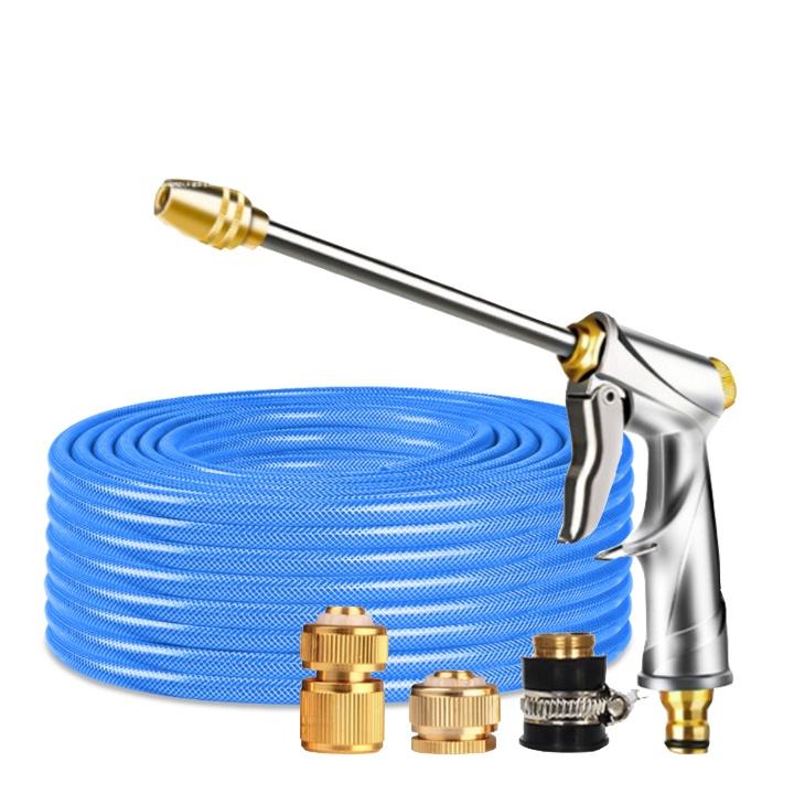 Rửa xe tưới cây Bộ dây và vòi xịt tăng áp lực nước 300% loại 25m cút đồng,nối đồng 206701-2