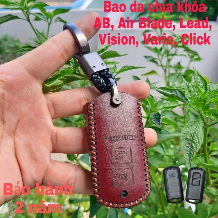 Bao Da Chìa Khóa Xe Máy Honda (Air Blade, Lead, Vision, Vario) Da Bò Nhập Khẩu ITALIA, Khắc Tên, Số ĐT Chủ Xe