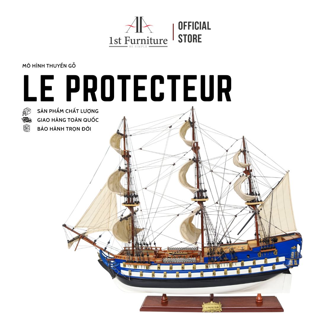 Mô hình Thuyền Cổ LE PROTECTEUR cao cấp, mô hình gỗ tự nhiên, lắp ráp sẵn, quà tặng sang trọng 1st FURNITURE