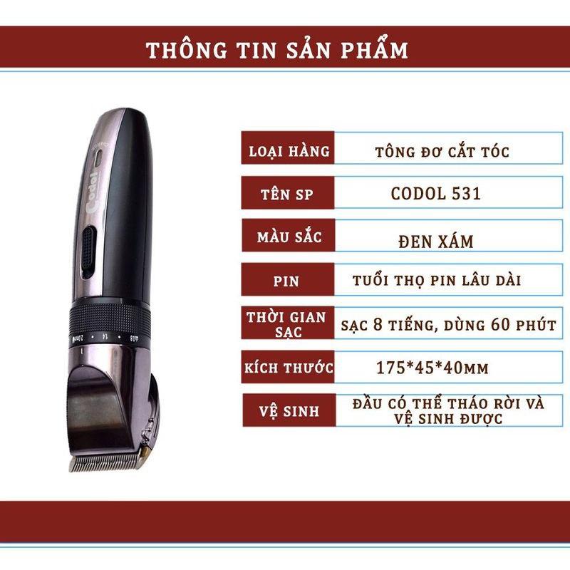 Tông đơ cắt tóc trẻ em Codol 531 tặng áo choàng cắt tóc và lược - tăng đơ cắt tóc chuyên nghiệp