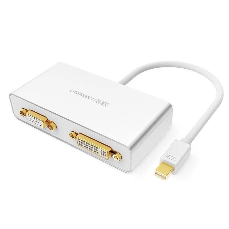 Ugreen UG10438MD109TK Màu Trắng Bộ chuyển đổi Mini displayport sang HDMI + VGA + DVI cao cấp - HÀNG CHÍNH HÃNG