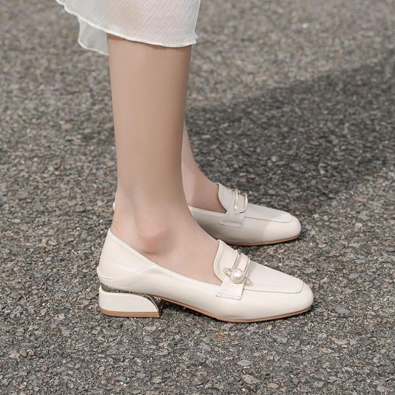 Giầy hàng chất lượng cao Giày nữ dáng loafer mũi vuông thời trang Hàn Quốc gót 3cm