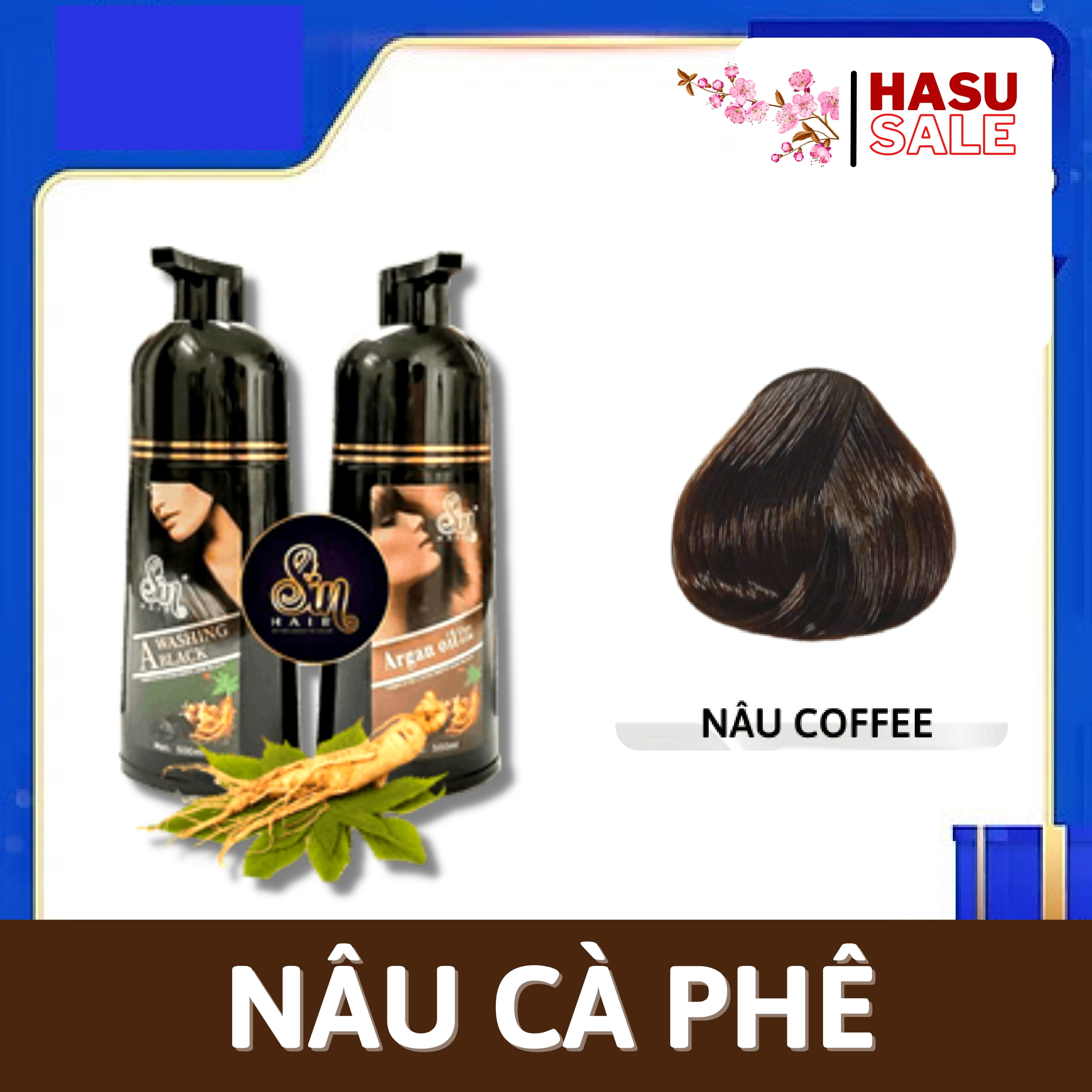 Dầu Gội Đen Tóc Sin Hair Nhật Bản 500ml, Dầu Gội Nhuộm Tóc Nhân Sâm Nhật Bản Giúp Phủ Bạc Đen Tóc, 100% Thảo Dược Thiên Nhiên