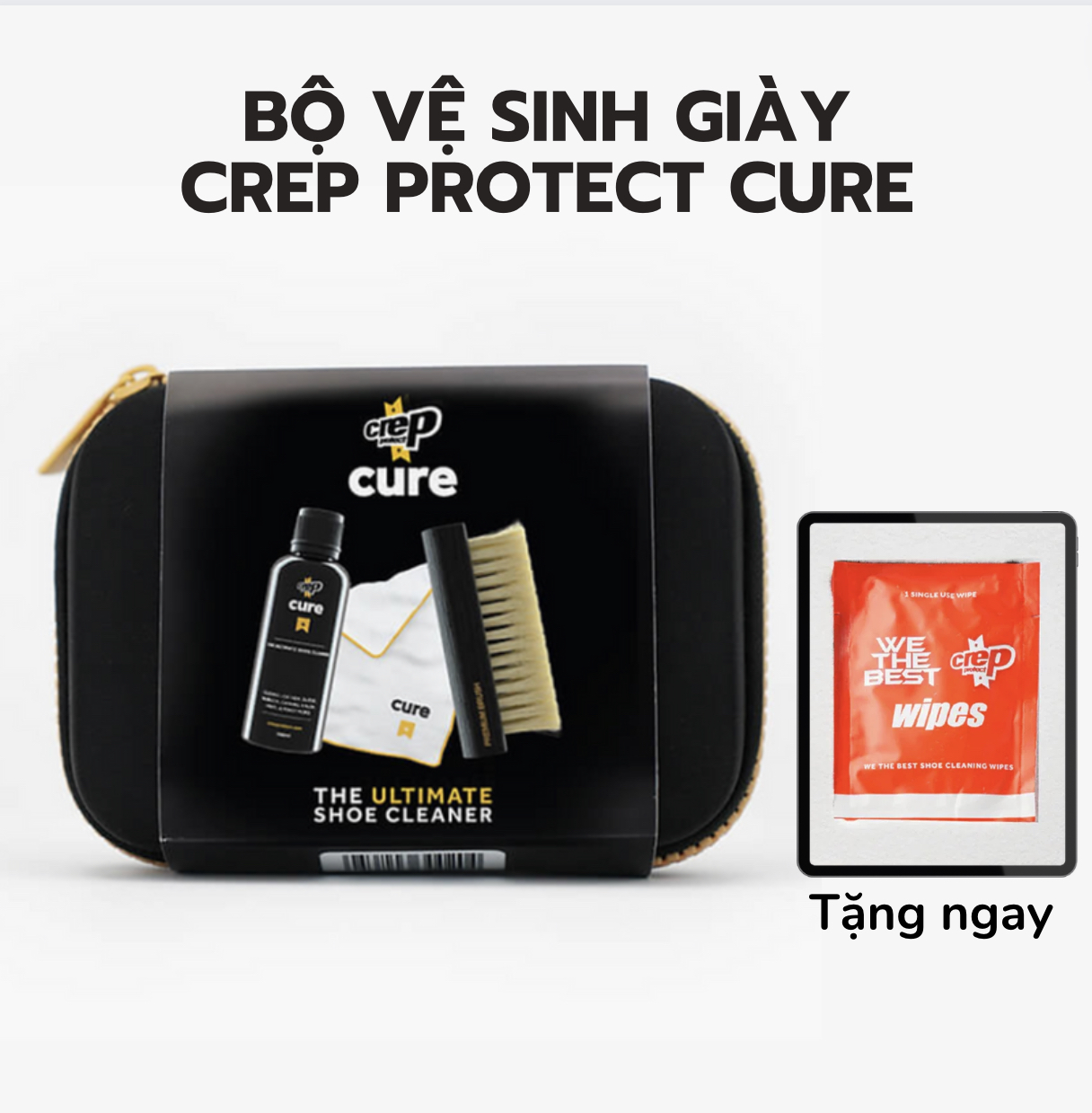 Bộ Vệ Sinh Giày Dép Crep Protect Cure Kit (gồm bàn chải, khăn lau, chai dung dịch vệ sinh 100ml và sách hướng dẫn) 