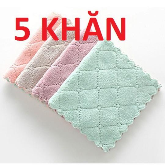 Khăn lau bếp đa năng 2 mặt siêu thấm nước set 5 cái