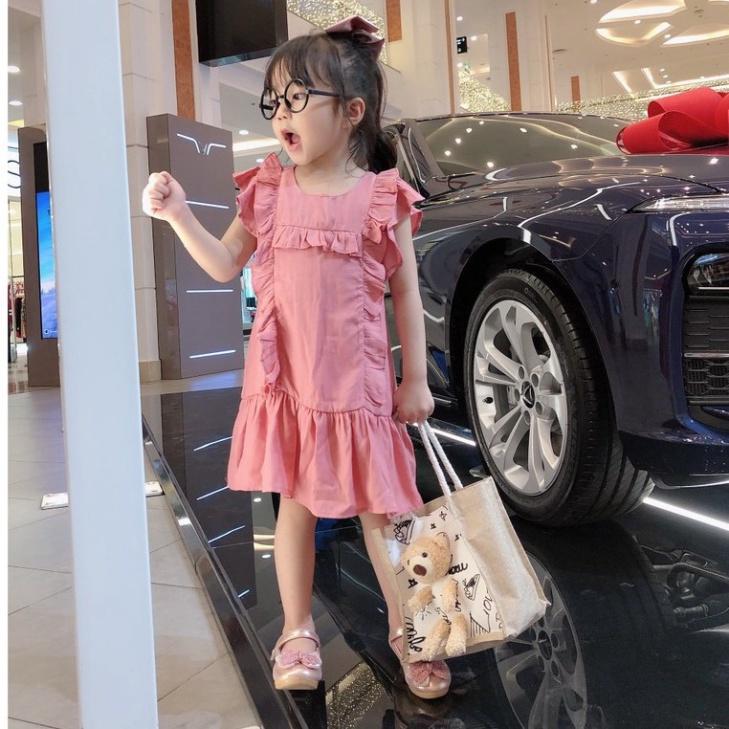 Váy cho bé váy đũi bé gái viền bèo điệu đà/ váy hè bé gái