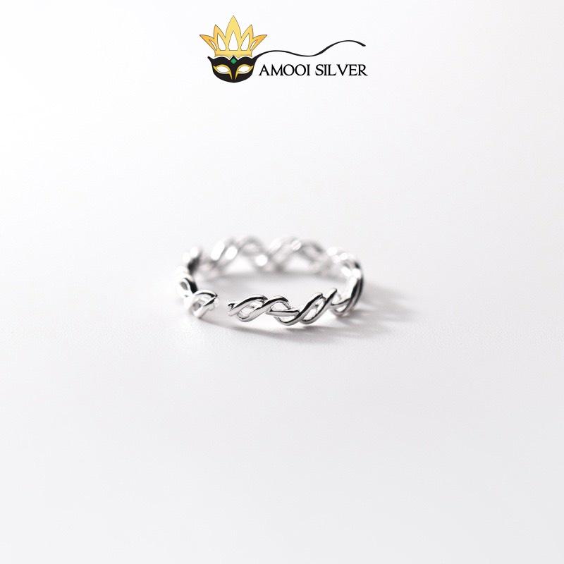 Nhẫn bạc S925 freesize xoắn lưới - Amooi Silver AN93