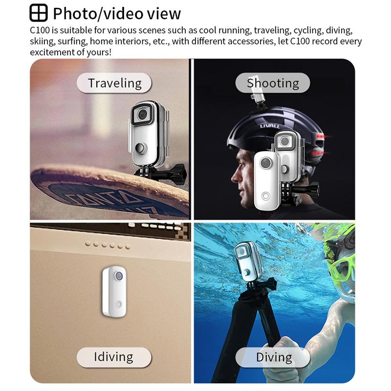 SJCAM C100plus Thumb Camera Mini 1080p30fps / 4K30fps H.265 12MP 2.4G Máy ảnh hành động thể thao chống thấm nước WiFi