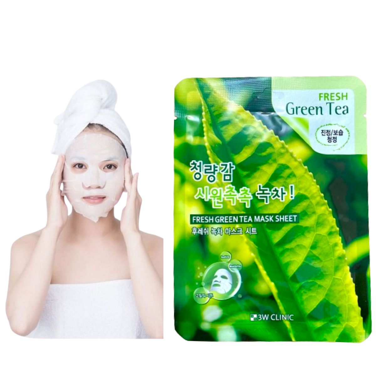 Mặt Nạ Trà Xanh Dưỡng Da 3w Clinic Fresh Greentea Mask Sheet 100% Cotton (23ml)