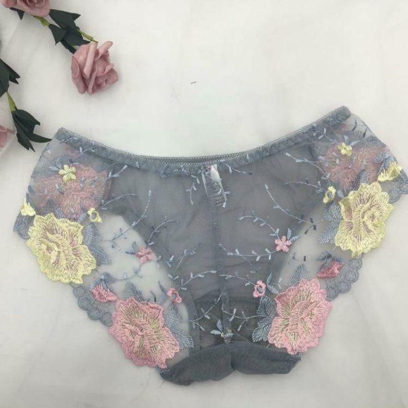 10 quần lót ren thêu hoa đáy quần cotton kháng khuẩn cao cấp