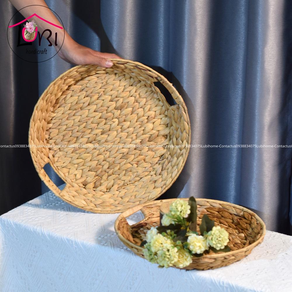 Lubihandicraft - Khay đựng đồ đan lục bình tròn - đẹp, sang trọng