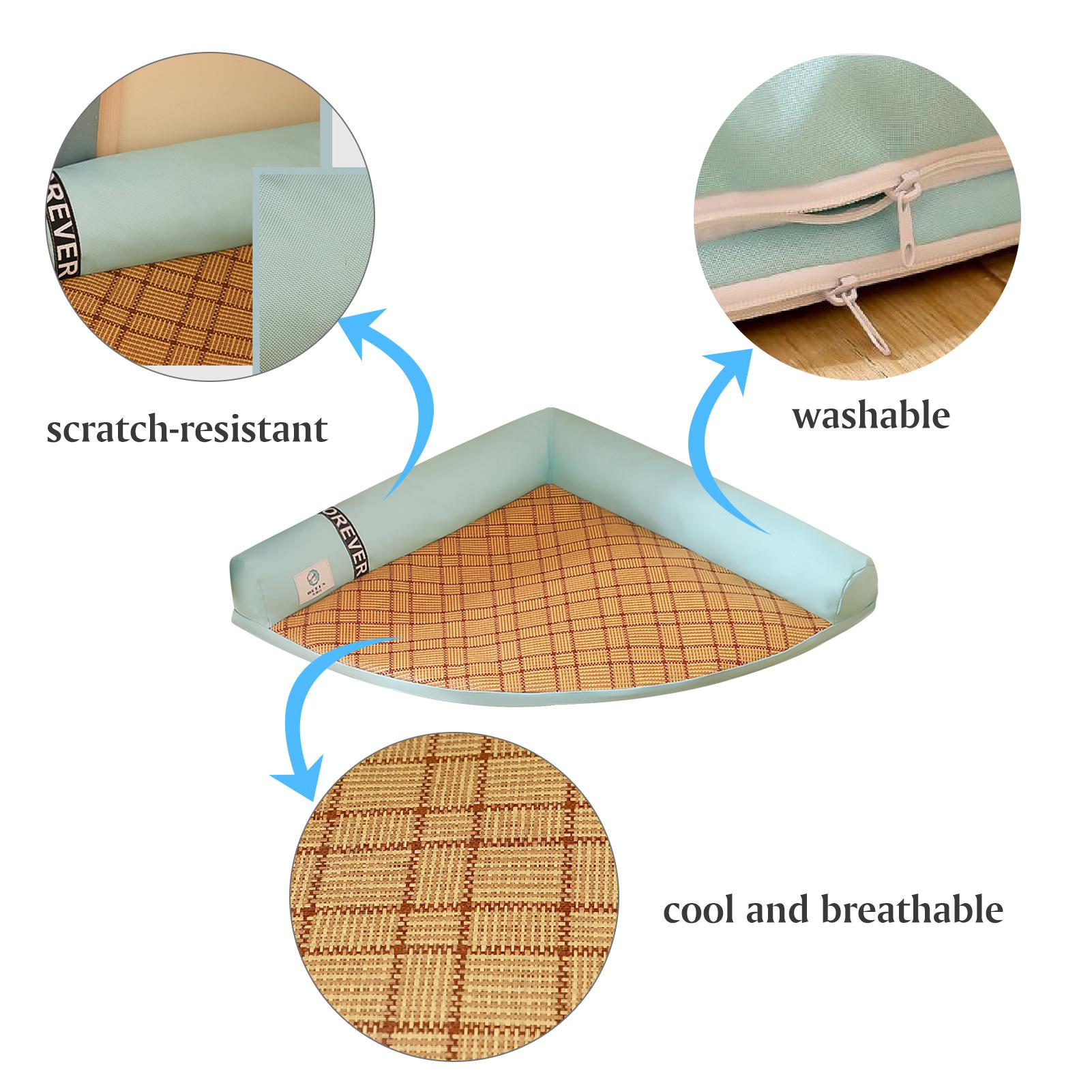 Thảm mùa hè cho chó mèo thiết kế hình tam giác, Chất liệu cao cấp Chống xước và dễ lau chùi.Bề mặt có thể hấp thụ nhiệt và mồ hôi