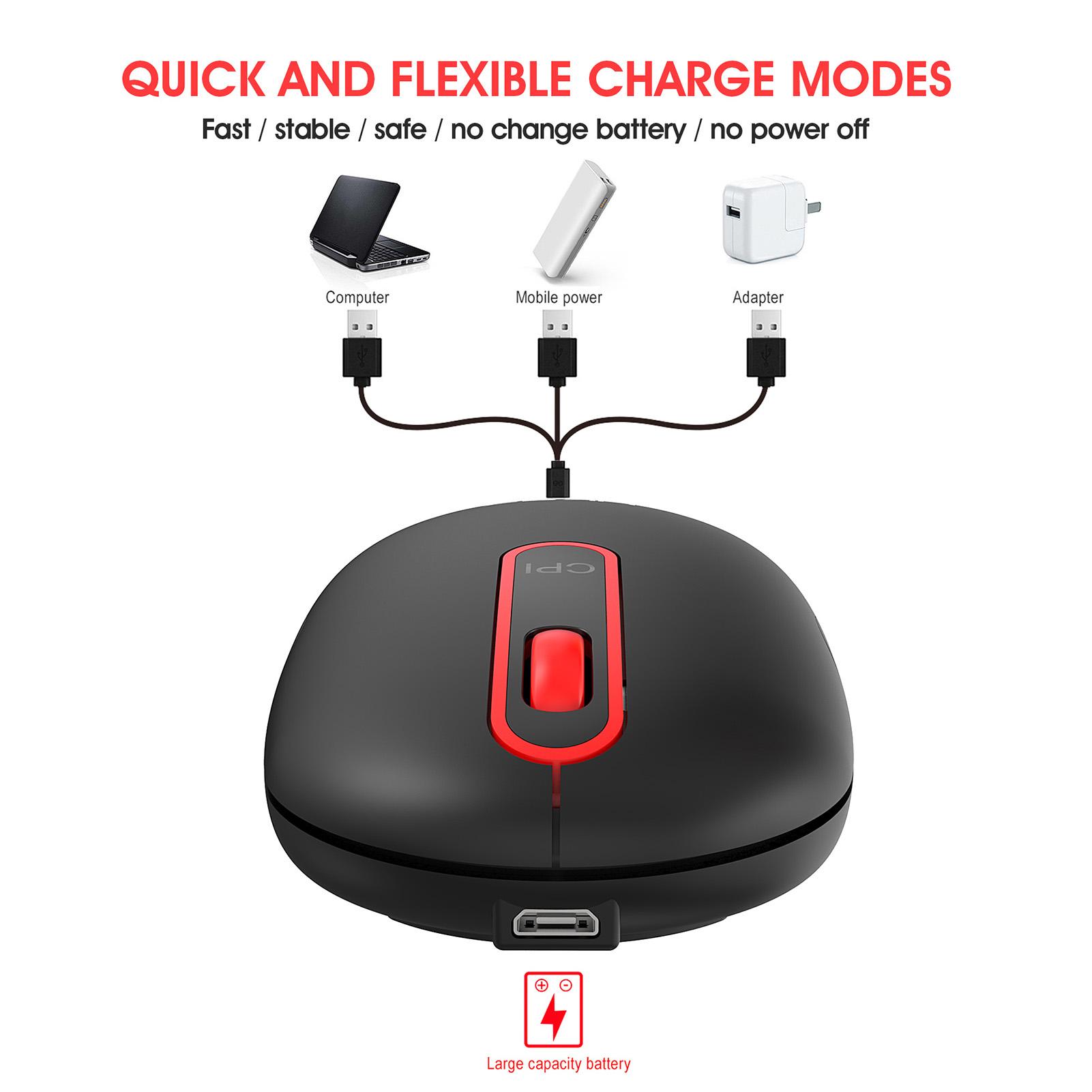 HXSJ T15 2.4G Wireless Charging Mouse Automatic Sleep Wireless Mute Office Mouse with Adjustable DPI White