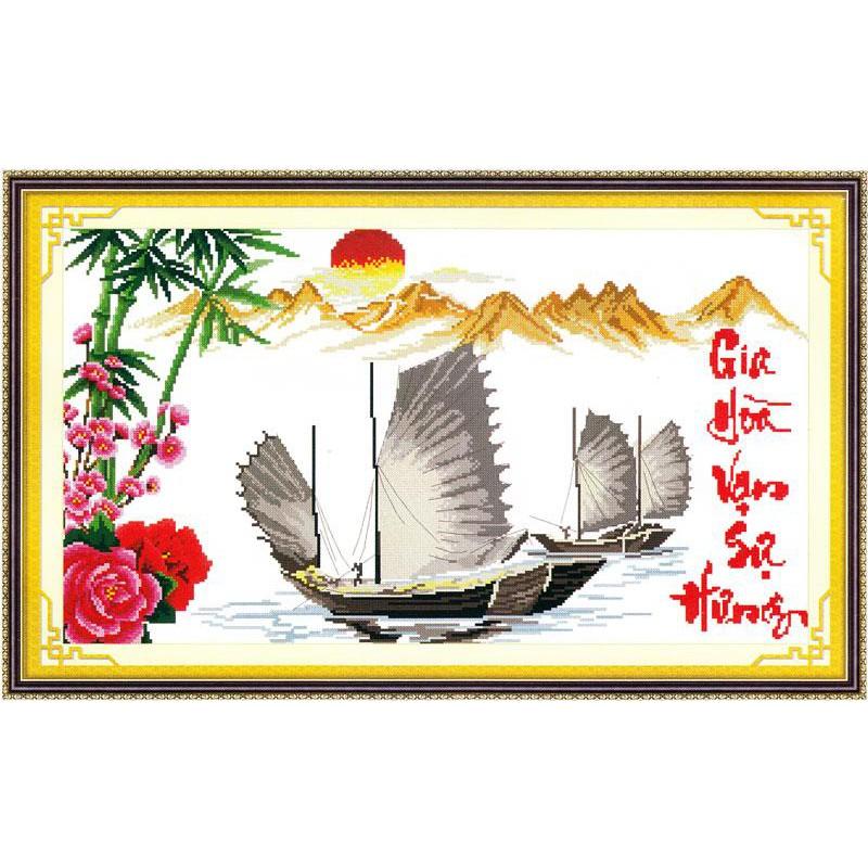 Tranh thêu chữ thập Gia Hòa Vạn Sự Hưng DLH-222856