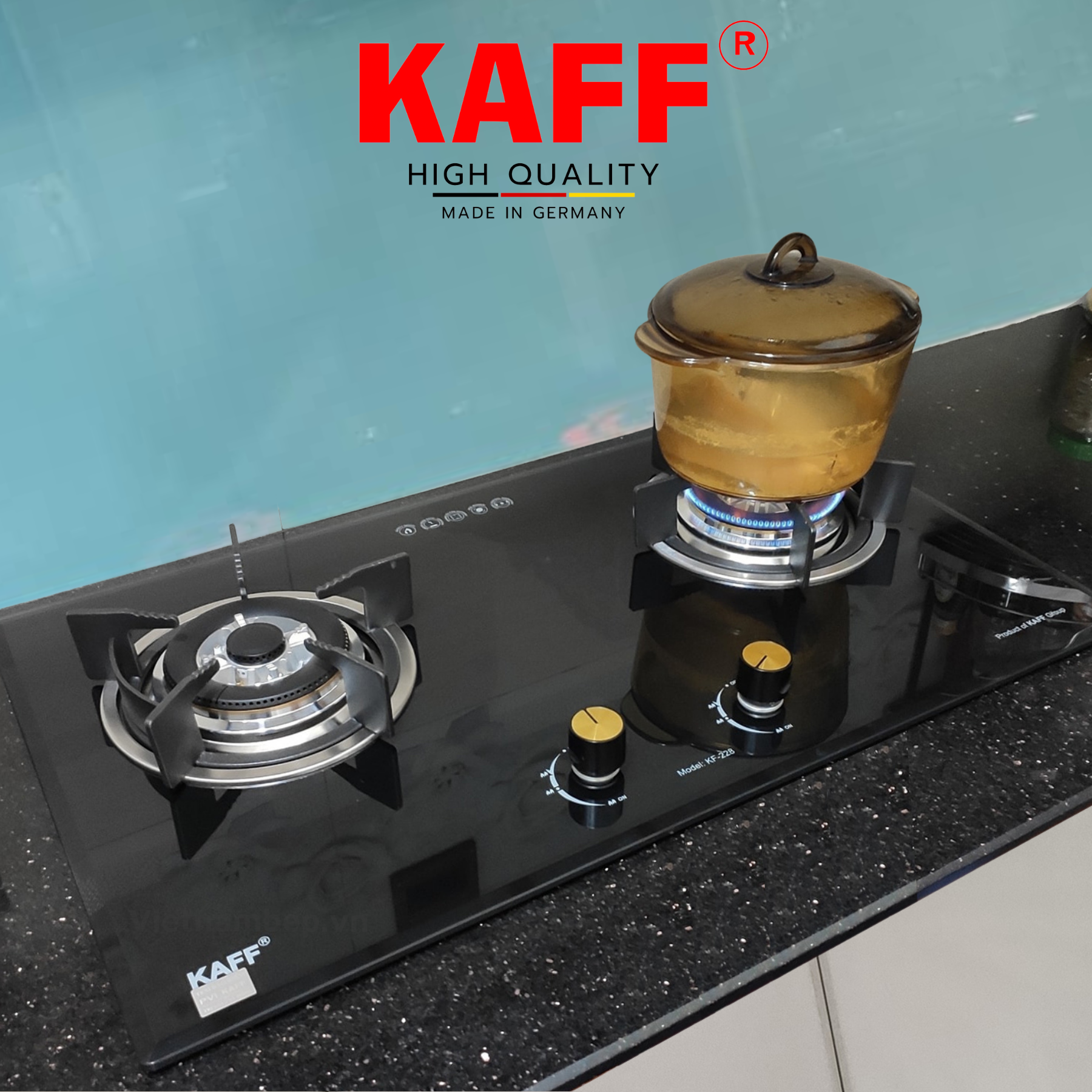 Bộ Bếp ga âm KAFF KF- 228 bao gồm: Bếp ga + chảo chống dính cao cấp + bộ van ga - Hàng chính hãng