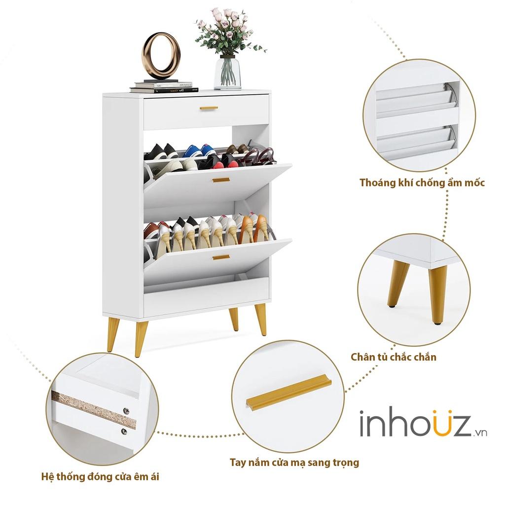 Tủ giày gỗ 2 cánh lật kèm hộc tủ đựng đồ - 16 Pair Shoe Storage Cabinet - INHOUZ - HOTG0007