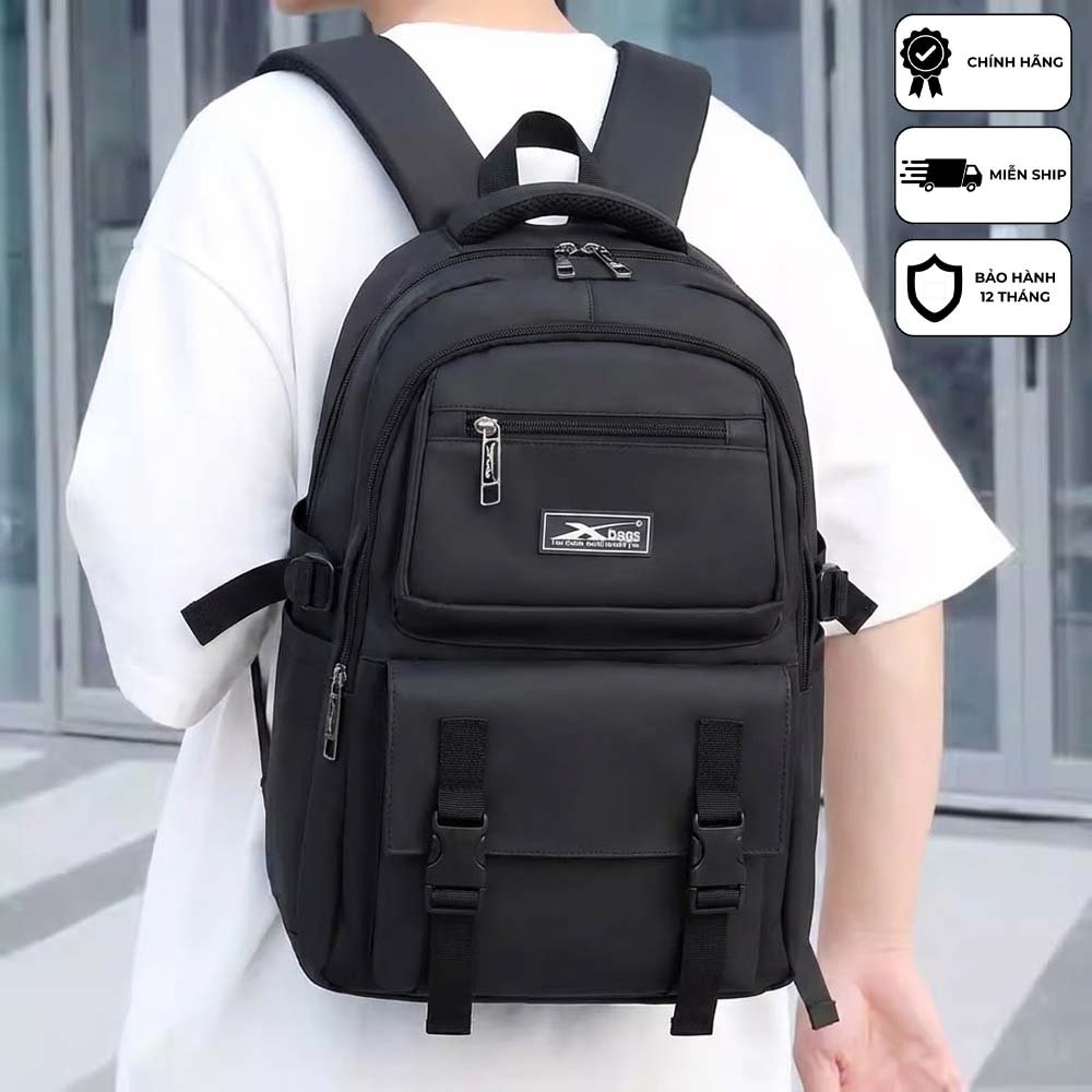 Balo Học Sinh Xbags Black Blue XB 3203 - Balo Nam Nữ Đi Học, Có Ngăn Chứa Laptop, Trượt Nước!