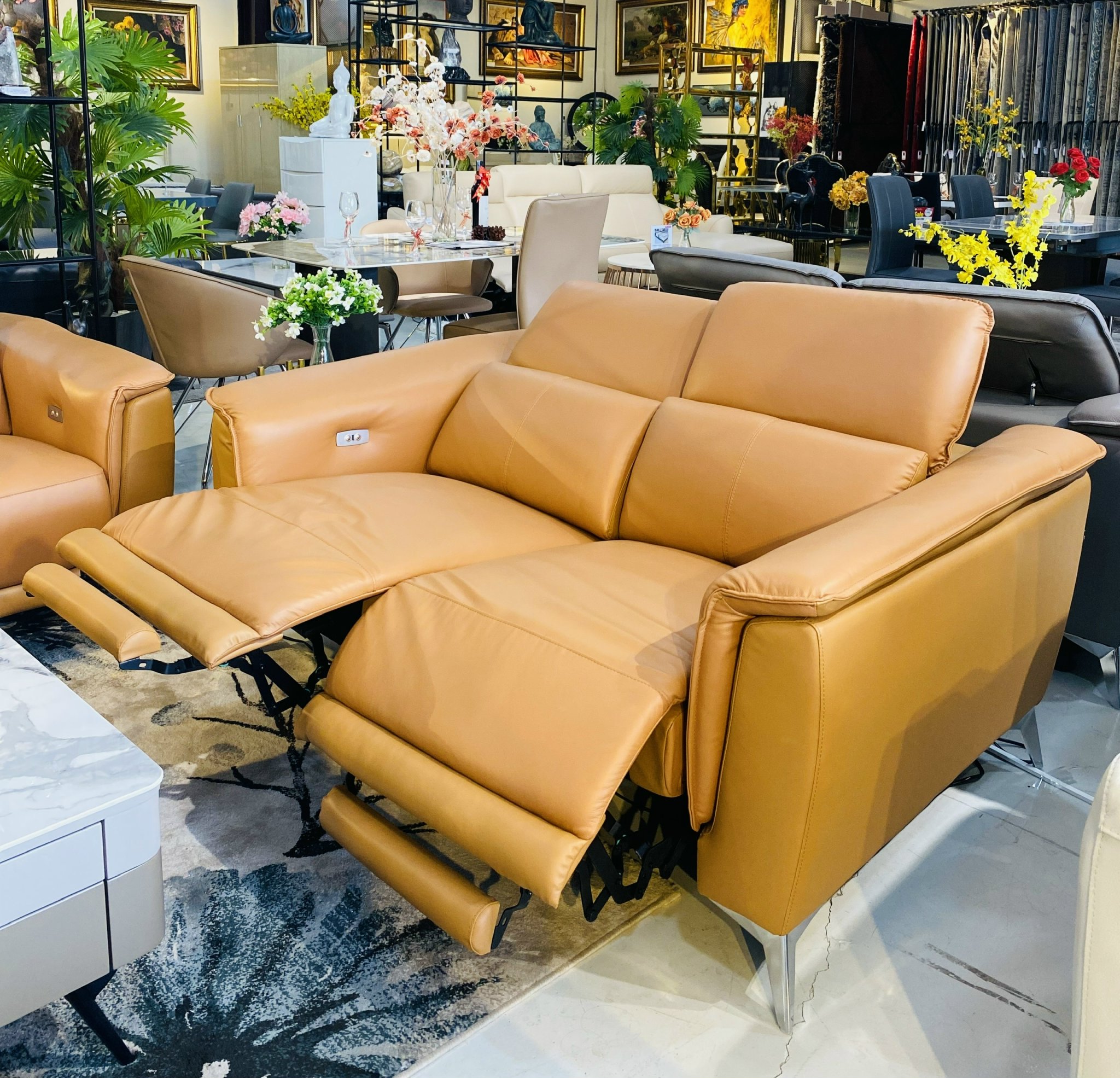 Sofa Thư Giãn Da Bò Chỉnh Điện 1m6 YB902 - 8019 Cam Apricot Alila