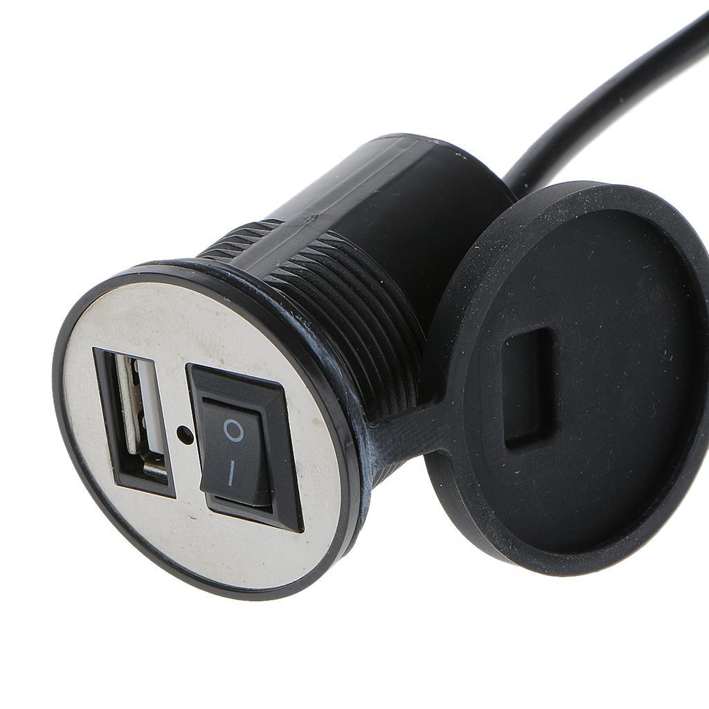 12V Motorcycle Charger Kit with On Off Switch, Motorcycle Smart Phone GPS USB Power Adapter Socket - Waterproof