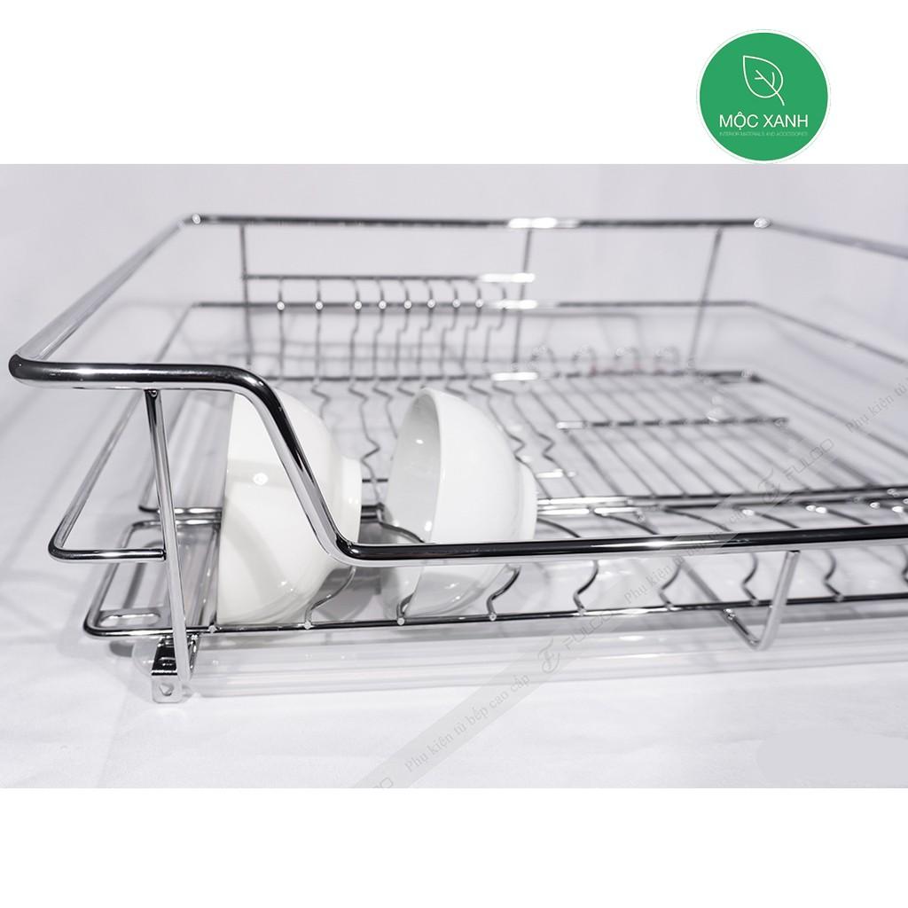 Giá bát đĩa, xoong nồi Inox bóng cao cấp ray âm giảm chấn