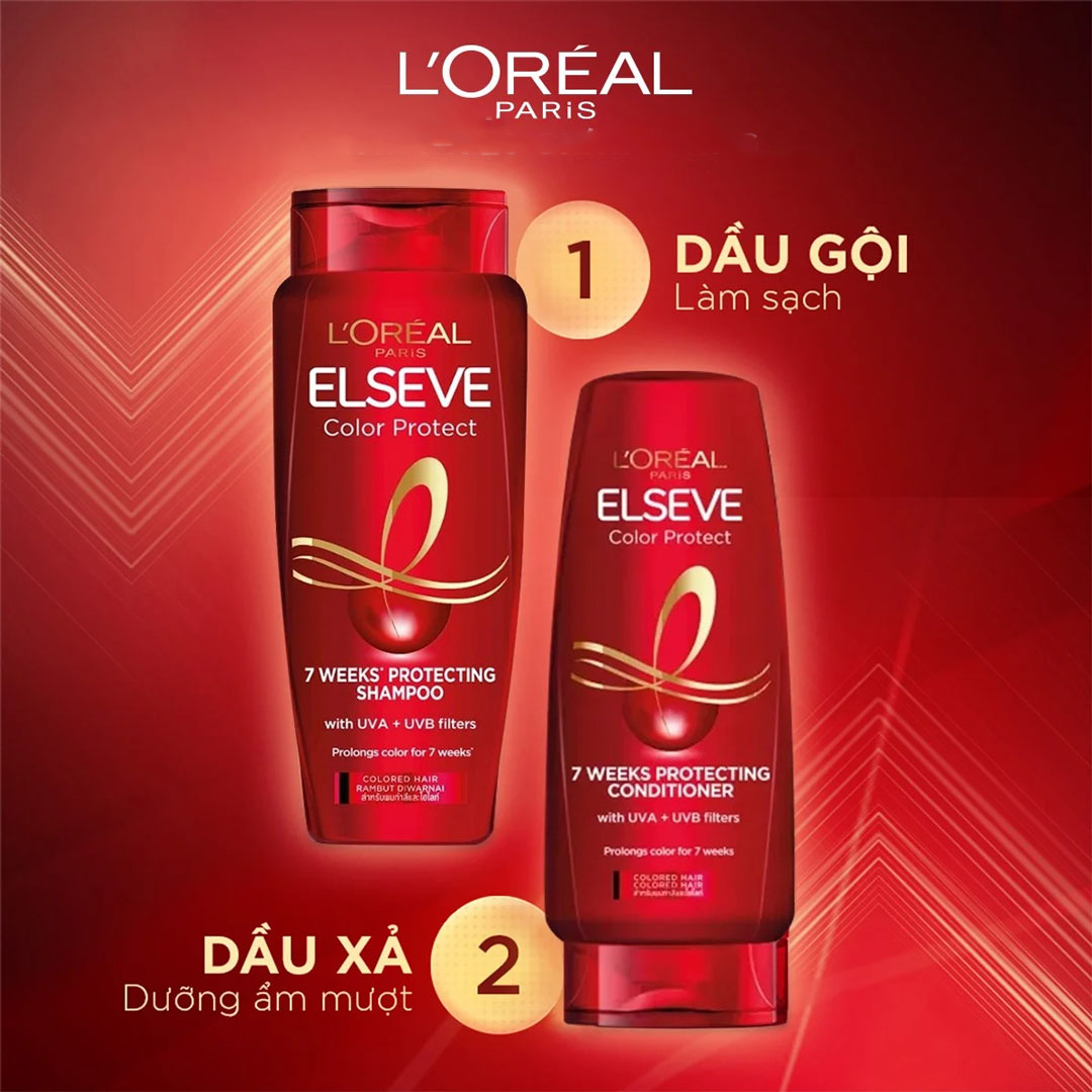 Bộ Dầu Gội Và Dầu Xả LOreal Paris Bảo Vệ Dành Cho Tóc Nhuộm Elseve Color Protect 7 Weeks Protecting Conditioner 280ml