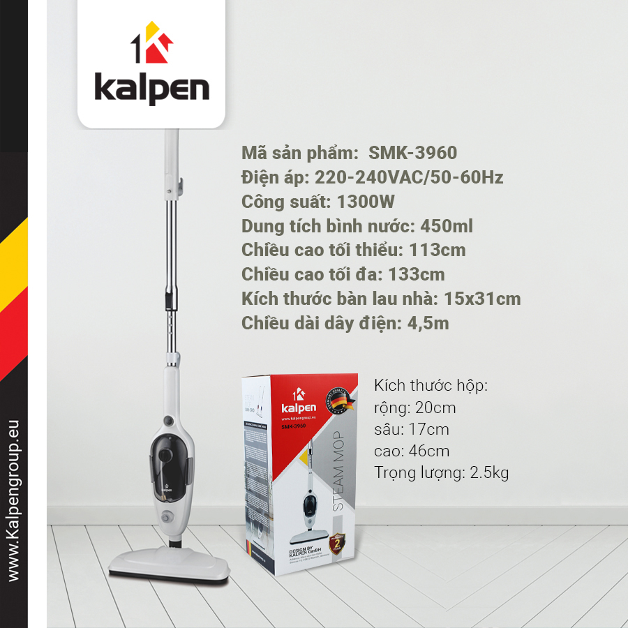 CÂY LAU NHÀ DIỆT KHUẨN BẰNG HƠI NƯỚC NÓNG SIÊU NHIỆT KALPEN SMK-3960