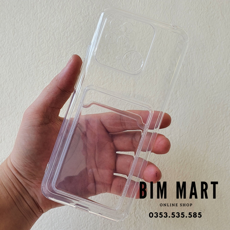 Ốp chống sốc dành cho Xiaomi Redmi 10C silicon trong suốt kèm ngăn ví đựng thẻ cao cấp