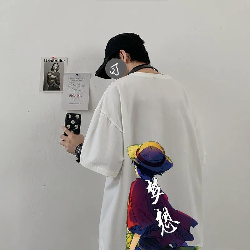 Áo Thun Tay Ngắn Dáng Rộng In Họa Tiết Hoạt Hình Thời Trang Mùa Hè Cho Nam