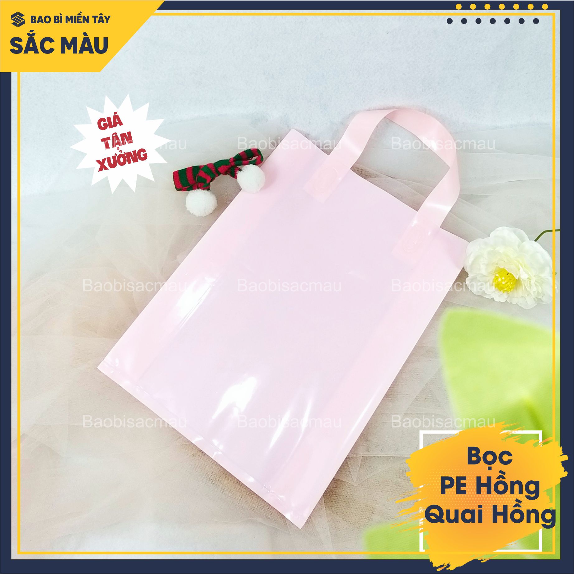 1KG Túi Nilon PE quai ép đựng quần áo, mỹ phẩm, quà tặng