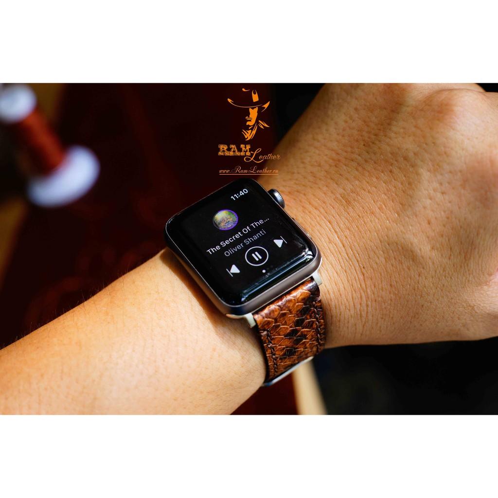 DÂY APPLE WATCH DA THẬT RẰN RI VÀNG - RAM LEATHER-ĐỦ SIZE APPLE WATCH 38/40 , 42/44