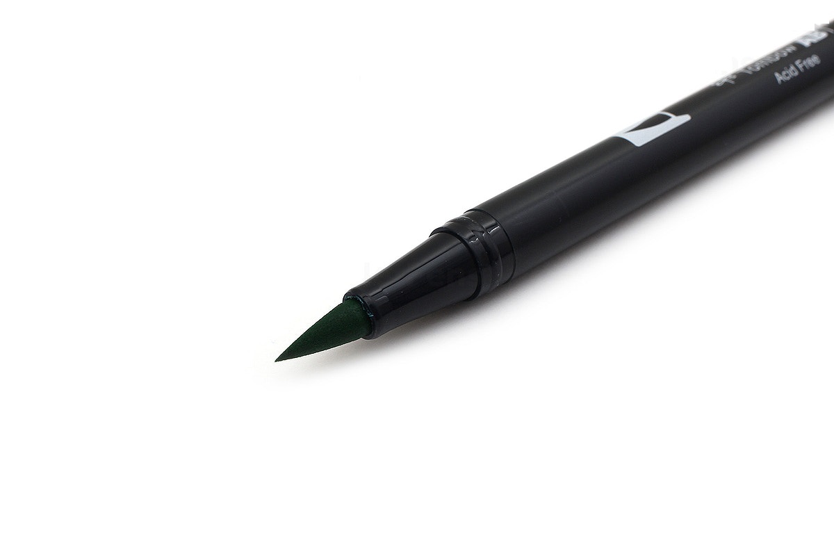 Bút lông cọ hai đầu Tombow ABT Dual Brush Pen - Brush/ Bullet - Green Ochre (076)