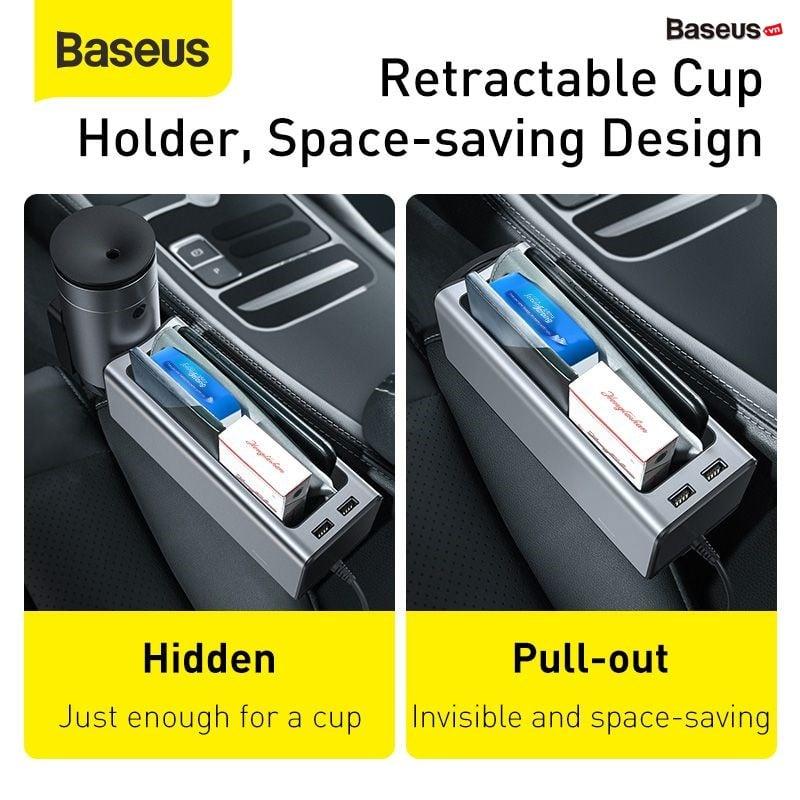 Ngăn chứa đồ tiện dụng tích hợp Dock sạc USB dùng trên xe hơi Baseus Deluxe Metal Armrest Console Organizer