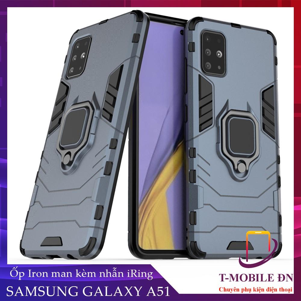 Ốp lưng cho Samsung A51 iron man chống sốc kèm nhẫn xoay chống xem video bảo vệ camera