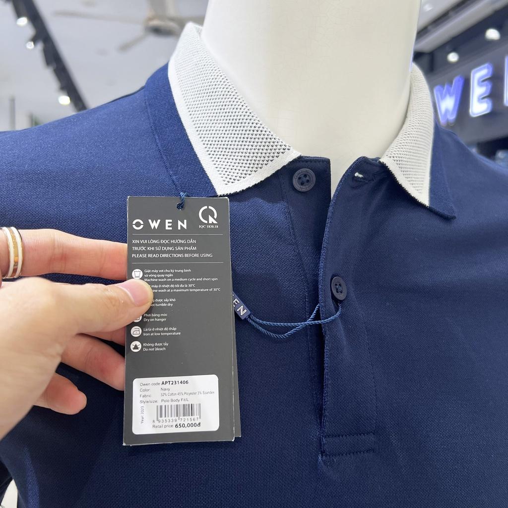 Áo Polo nam Owen xanh navy cao cấp mát lạnh thấm hút mồ hôi APT231406